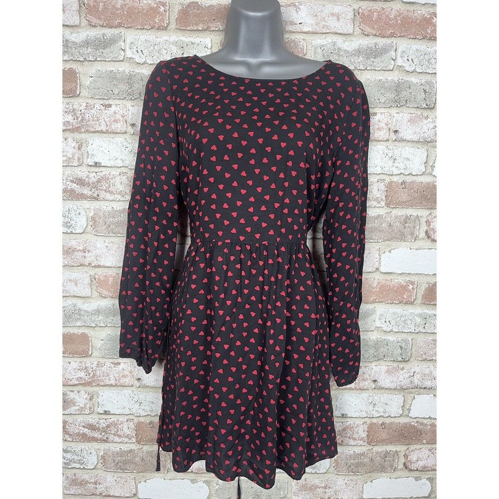REFORMATION‎ | Black Red Hearts Babydoll Angie Mini Dress Sz S Valentine's Day